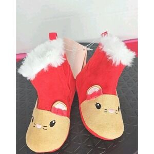 2016‎ Gymboree Snow Cozy Holly Red Mouse Baby Shoes Slippers Size 04 NWT'S